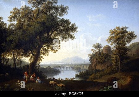 Hackert, Jacob Philipp (1737-1807). German painter. Landscape with River. Stock Photo