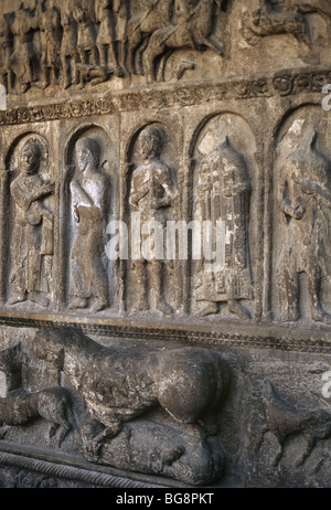 Monastery of Santa Maria de Ripoll. Sculptural portico. Catalonia. Spain. Stock Photo