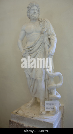 Greek Art. Statue of Asclepius God of Medicine. Museum of Epidaurus. Region of the Peloponnese. Greece. Stock Photo