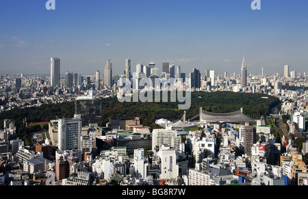 Japan. Tokyo. Shinjuku Ditrict Skyline. Meiji Park. Stock Photo