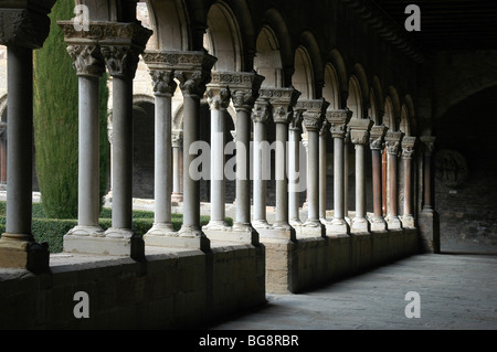 Monastery of Santa Maria de Ripoll. Cloister. Lower gallery. Catalonia. Spain. Stock Photo