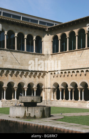 The Royal Benedictine Monastery of Saint Cugat. Cloister. Catalonia. Spain. Stock Photo