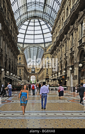 Vittorio Emanuele Gallery La Galleria Milan Milano Italy Italia a fashionable and elegant shopping area Stock Photo