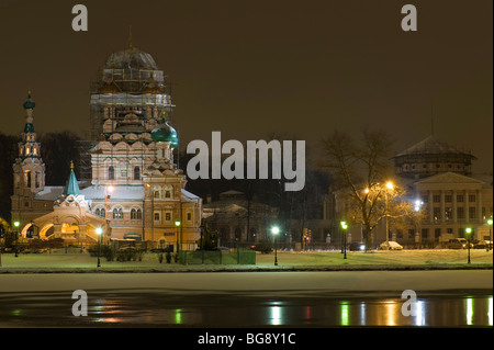 Russia, Moscow, Winter Night in country estate Stock Photo