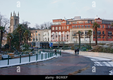 Bournemouth square in winter snow Stock Photo