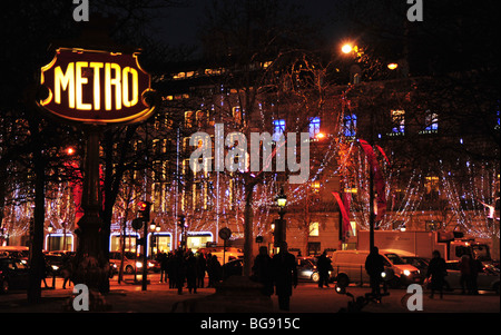 paris at night, Christmas, Champs Elysees, lights Stock Photo
