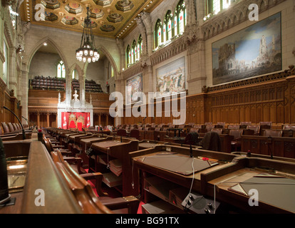 View from the Government back benches of the Senate Chamber.. Senate Chamber in the Parliament of Canada. Stock Photo