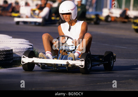 Young man driving a go kart Stock Photo