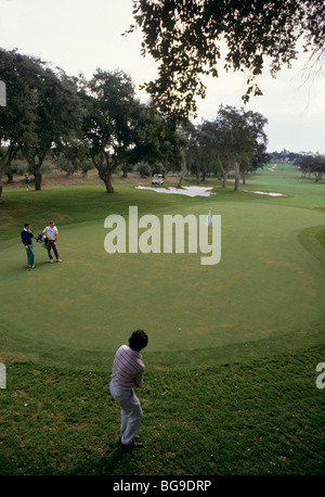 Golfers on a golf course Stock Photo