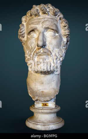 Portrait of the Roman emperor Antoninus Pius (r. AD 138-161) in the Chiaramonti Museum of the Vatican. Stock Photo