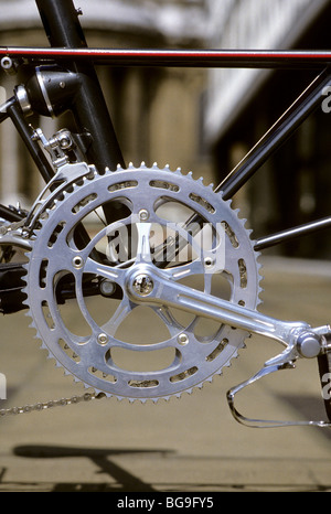 Folding bicycle gears detail Stock Photo