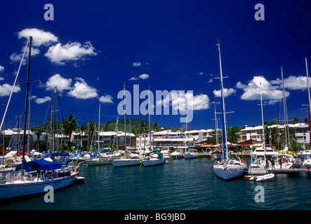 sailboats, La Marina de la Pointe du Bout, town of Les Trois-Ilets, Les Trois-Ilets, Martinique, French West Indies, France Stock Photo