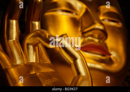 golden buddha inside the buddhist temple Jogyesa in South Koreas Capital Seoul, Asia Stock Photo