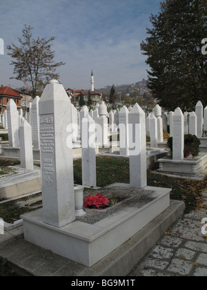 Bosnia Sarajevo . Cemetery with graves of those killed by Serb forces during the 1992-95 war Stock Photo