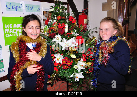 Girls at Christmas, Heathfield St.Mary's School, London Road, Ascot, Berkshire, England, United Kingdom Stock Photo