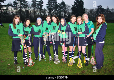 House lacrosse team, Heathfield St.Mary's School, London Road, Ascot, Berkshire, England, United Kingdom Stock Photo