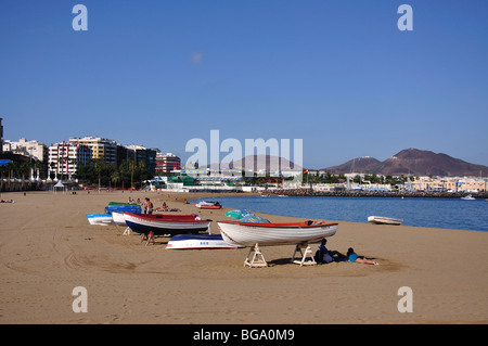 Playa de las Alcaravaneras, Las Palmas de Canaria, Las Palmas Municipality, Gran Canaria, Canary Islands, Spain Stock Photo