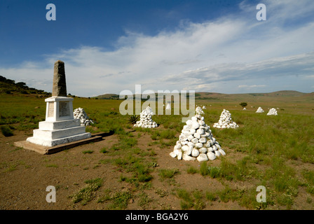 British grave markers at the battle site of Isandlwana , South Africa Stock Photo
