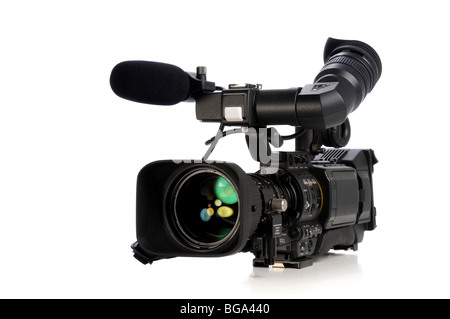 Professional video camera isolated on a white background Stock Photo
