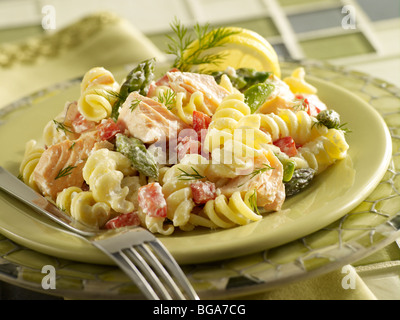Salmon pasta salad Stock Photo