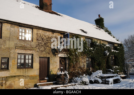 The Star Inn Old Heathfield in the December snow. Stock Photo