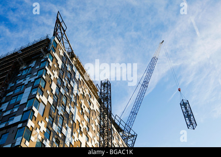 Construction of The Cube building at the rear of The Mailbox, Birmingham, England. Stock Photo