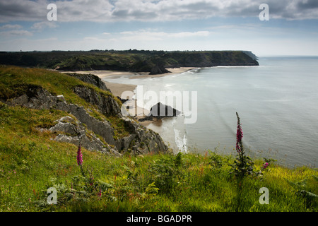Looking east across Three Cliffs Bay towards Pennard Cliffs, Gower Peninsula, South Wales, U.K. Stock Photo