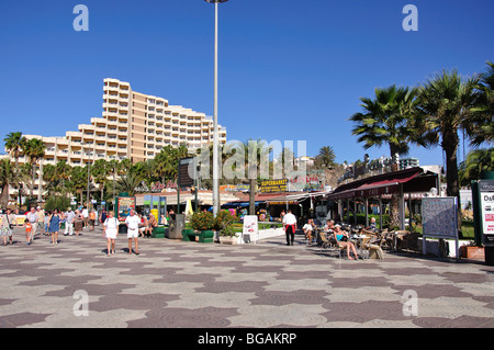 Beach promenade, Playa del Ingles, Gran Canaria, Canary Islands, Spain Stock Photo