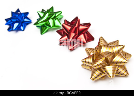 four colorful bows isolated on white background Stock Photo - Alamy