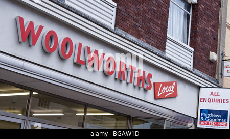 Woolworth high street shop sign Stock Photo