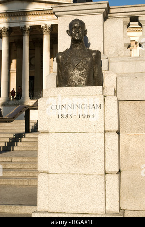 Bronze bust of Admiral Andrew Browne Cunningham at Trafalgar Square London in the United Kingdom