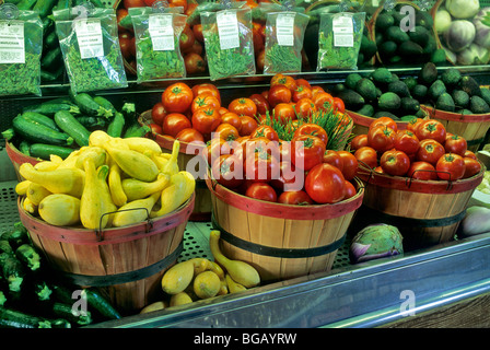 Fresh vegetables at produce stand, California Stock Photo