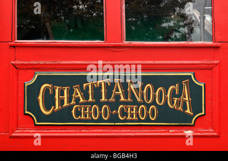 Chattanooga Choo Choo sign on a train in Chattanooga, Tennessee, USA ...