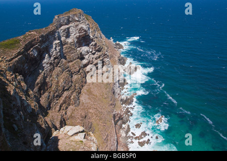 View of Cape Point from Old Lighthouse.  Cape of Good Hope, South Africa, Table Mountain National Park Stock Photo