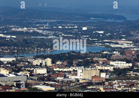 View of the Tennesse River and the City of Chattanooga Tennessee from Lookout Mountain Stock Photo