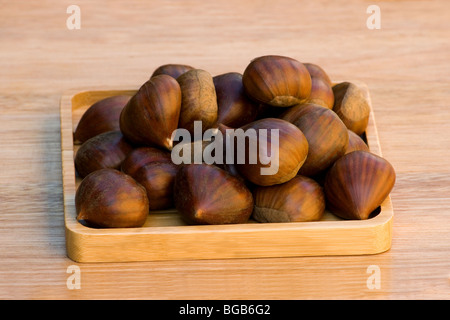Sweet chestnuts close-up Stock Photo
