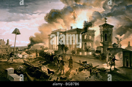 Destruction of the public library and the Temple of the Winds on September 8th 1855 during the Crimean War Stock Photo