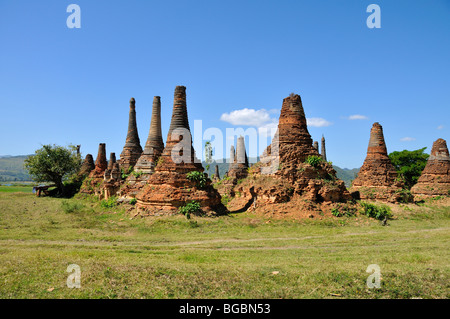 Stupas, Sankar,  southern Inle Lake, Shan State, Burma, Myanmar Stock Photo