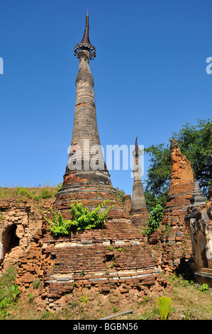 Stupas, Sankar,  southern Inle Lake, Shan State, Burma, Myanmar Stock Photo