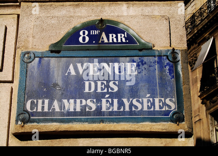 Street sign for the Champs Elysees. Paris, France Stock Photo