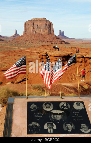 Navajo, Native American on horse, Monument Valley, Navajo Tribal Lands, Utah Stock Photo