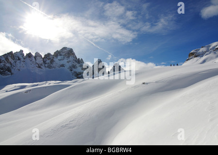 Ski touring, Mt. Sextner Stein, Sexten, Hochpustertal valley, South Tyrol, Italy, Europe Stock Photo