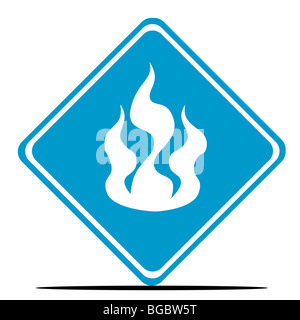 Blue fire diamond shaped sign isolated on white background. Stock Photo