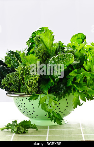 Green vegetables and dark leafy food background as a healthy eating ...
