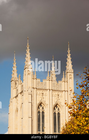 Close up of Saint Edmundsbury Cathedral Millennium Tower at Bury St Edmunds, Suffolk, England. Stock Photo