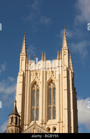 Close up of Saint Edmundsbury Cathedral Millennium Tower at Bury St Edmunds, Suffolk, England. Stock Photo