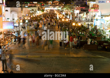 Africa, Egypt, Sharm el Sheik, Nightlife, bar, souvenir, market, tourist route, bazar shop, crowd Stock Photo