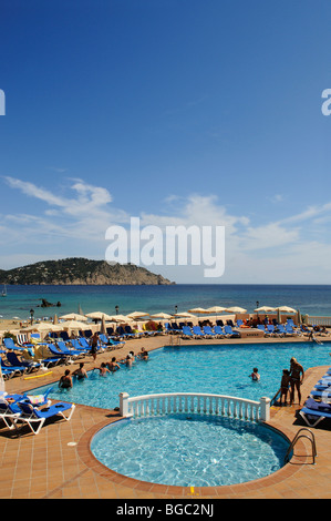 Pool, Hotel Invisa, Cala Blanca, Platja d'es Figueral, Ibiza, Pine Islands, Balearic Islands, Spain, Europe Stock Photo