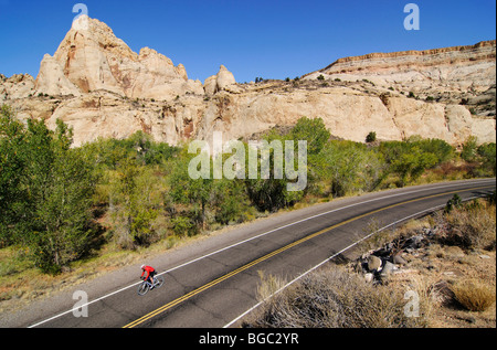 Race cyclist, Capitol Reef National Park, Utah, USA
