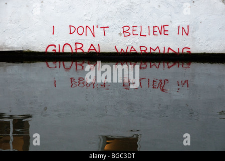 New graffiti in Camden Lock on Grand Union canal. Stock Photo